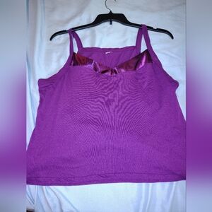 Women's Purple Chemises/Cami w/ Satin Detail, 1X,  Crop Top/Tank Top